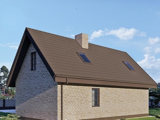 Гостевой дом с мансардой, большим гаражом и навесом на два автомобиля, проект C01