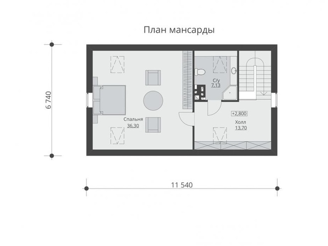 Гостевой дом с мансардой, большим гаражом и навесом на два автомобиля, проект C01