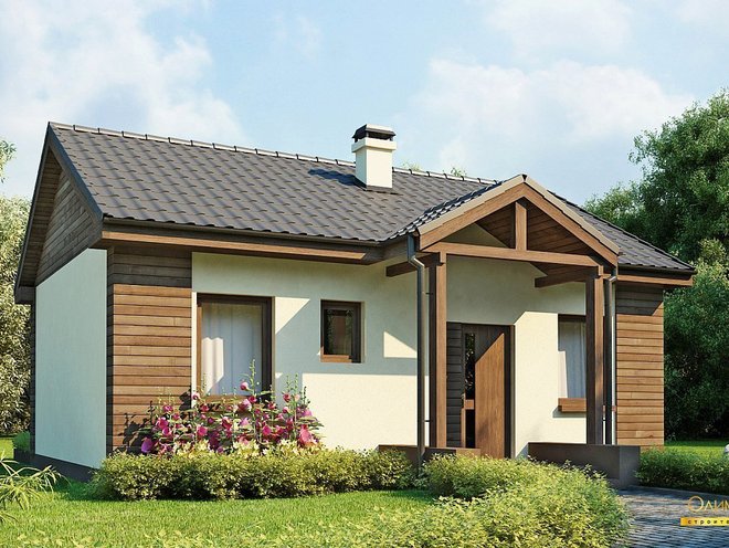 Одноэтажный дом с гаражом 65 м², проект ОД017