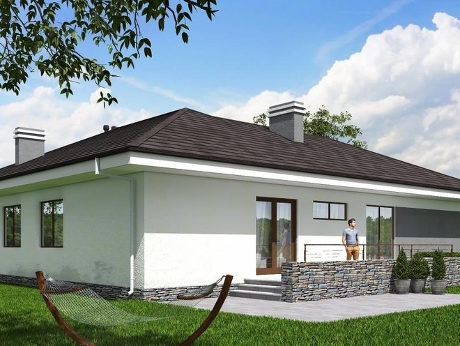 Одноэтажный жилой дом с подвалом и гаражом, проект C02