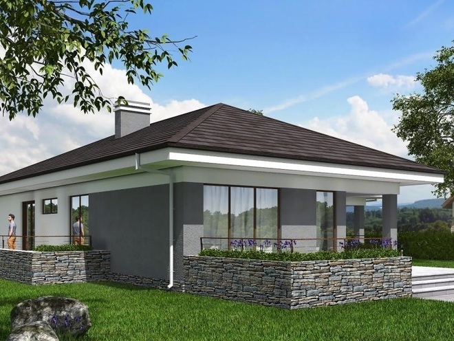 Одноэтажный жилой дом с подвалом и гаражом, проект C02