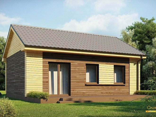 Одноэтажный дом с гаражом 65 м², проект ОД017