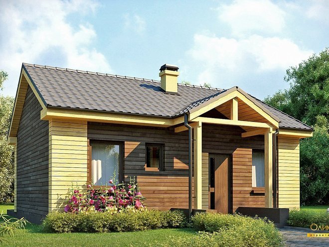 Одноэтажный дом с гаражом 65 м², проект ОД017