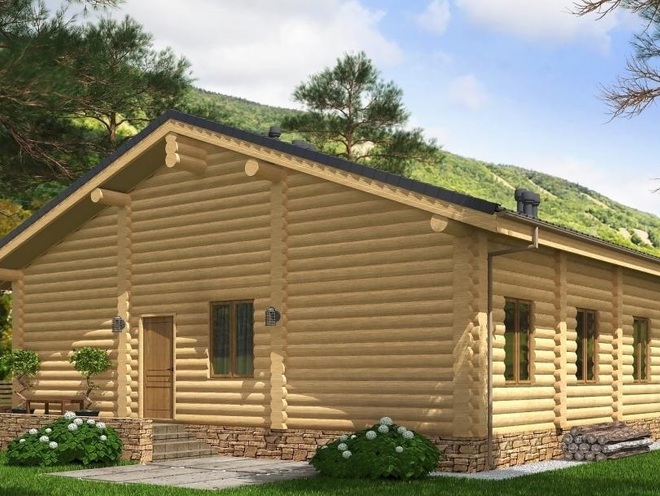 Проект деревянного дома с террасами и гаражом, проект C05