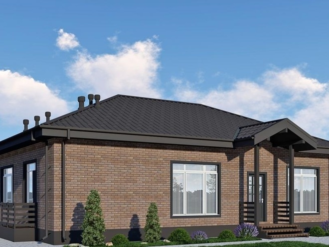 Одноэтажный дом с тремя спальнями, проект A0023