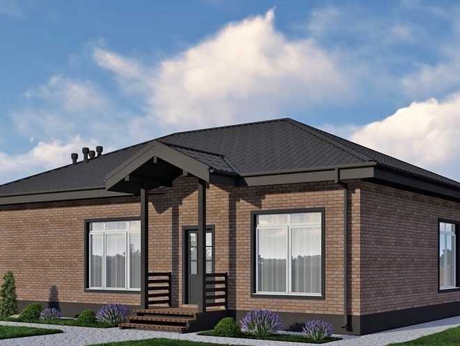 Одноэтажный дом с тремя спальнями, проект A0023