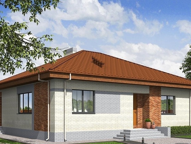 Одноэтажный дом с подвалом и террасой, проект A004