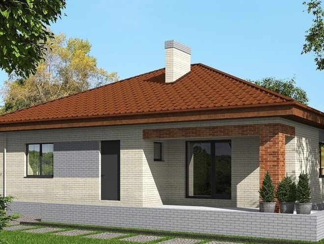 Одноэтажный дом с подвалом и террасой, проект A004