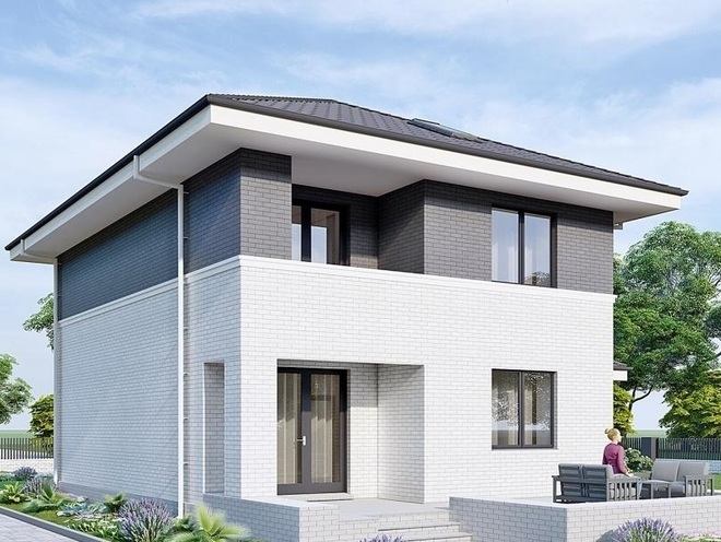 Двухэтажный дом с подвалом, гаражом и четырьмя спальнями, проект B002