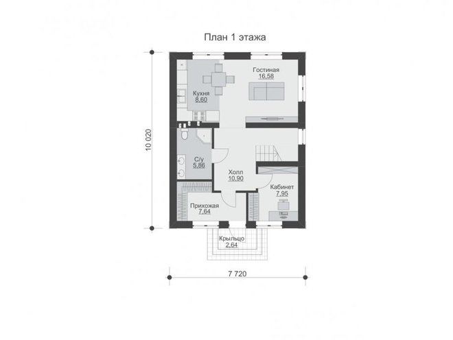 Двухэтажный жилой дом, проект B003