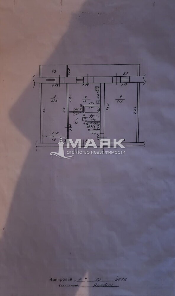 2-к. квартира 59 кв.м, 4/5