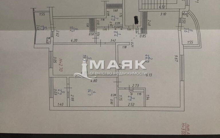 3-к. квартира 120 кв.м, 6/9