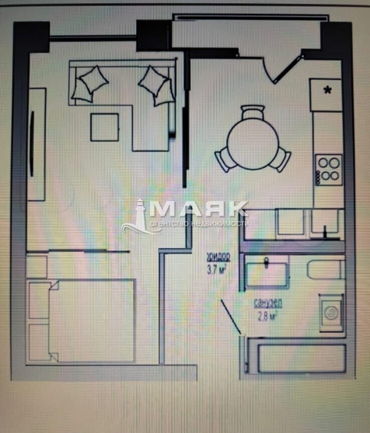 2-к. квартира 42 кв.м, 8/14