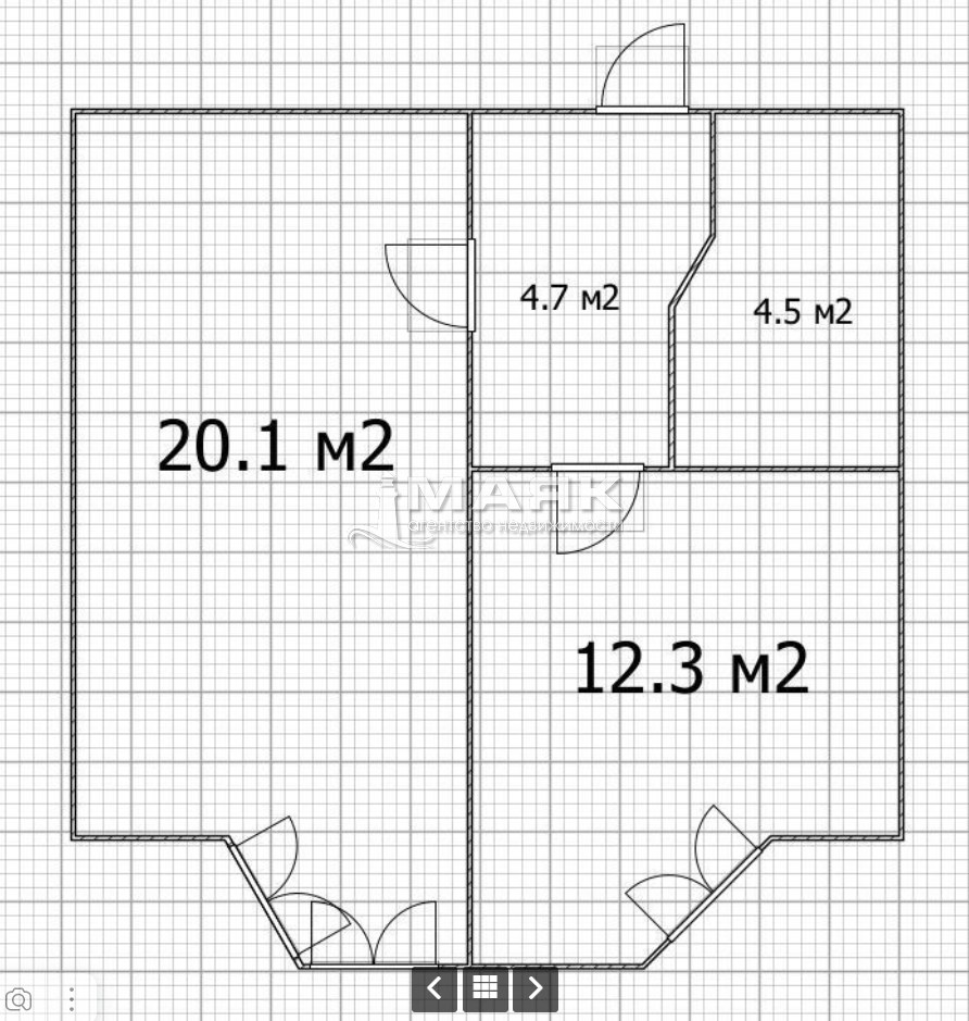 1-к. квартира 41.5 кв.м, 1/7