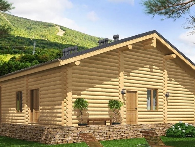 Проект деревянного дома с террасами и гаражом, проект C05