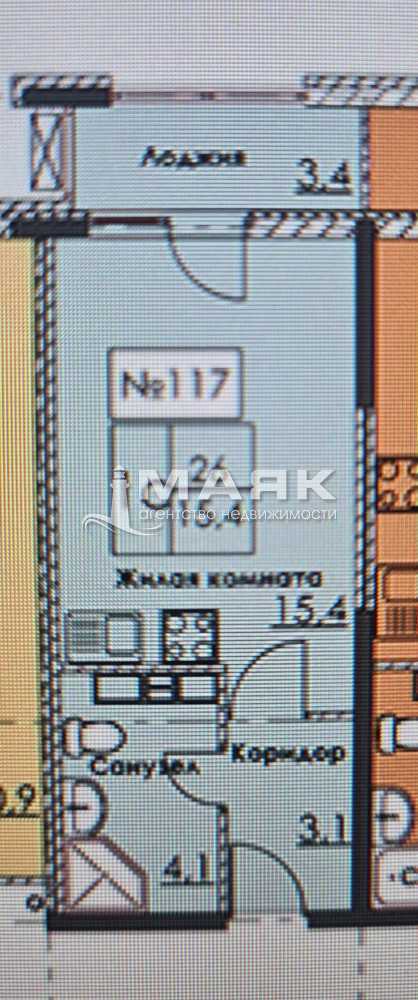 Студия 26.3 кв.м, 4/11