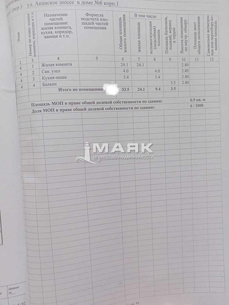 1-к. квартира 33.5 кв.м, 4/5