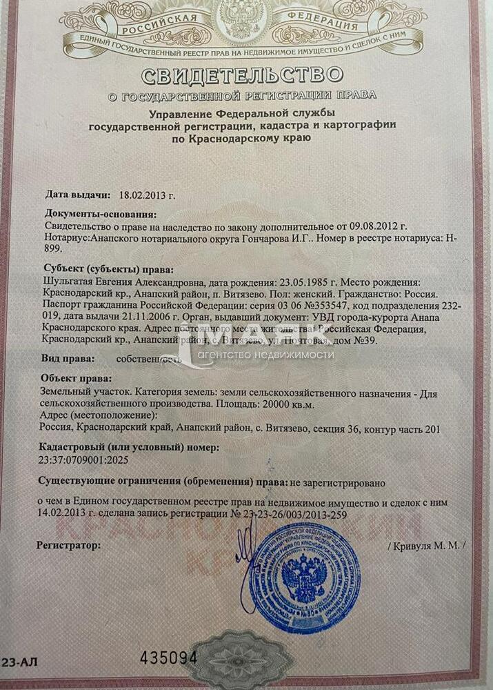 Участок 200 сот. (с/х)