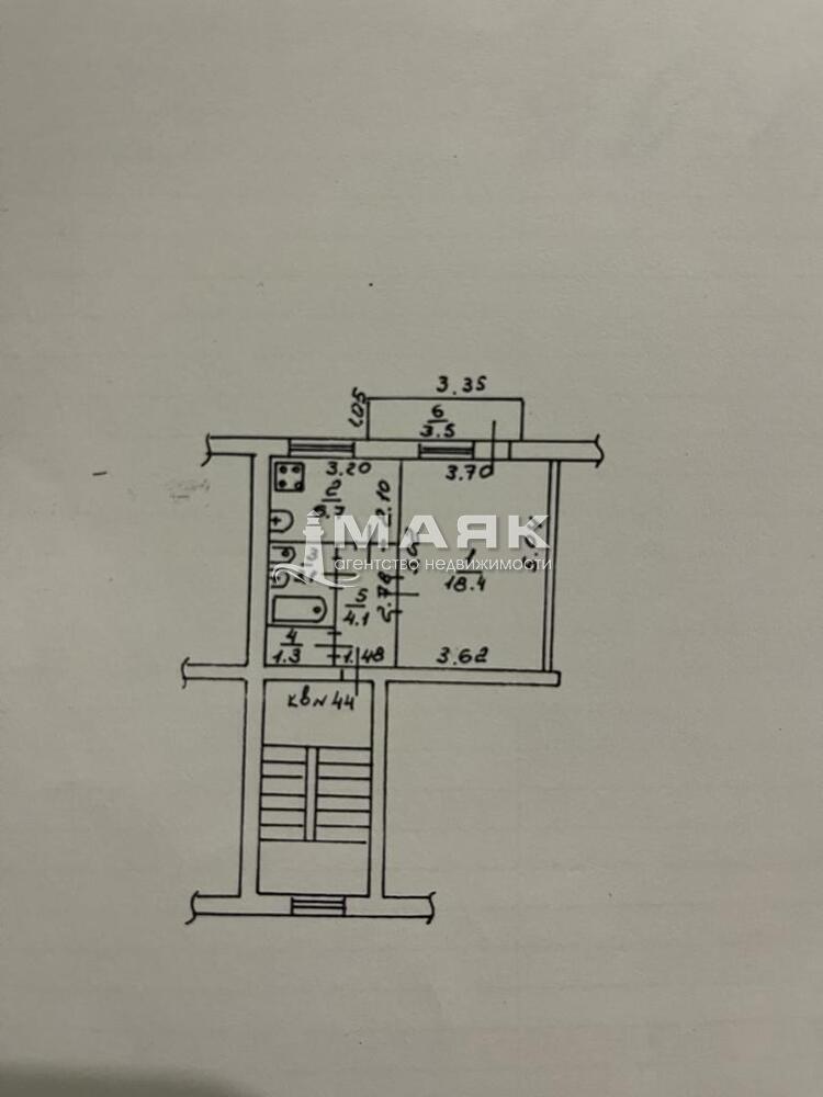 1-к. квартира 37 кв.м, 5/5