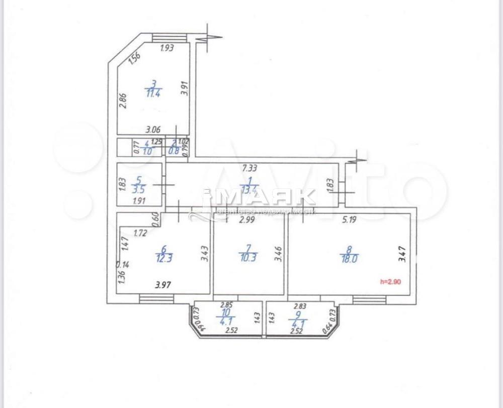 3-к. квартира 81.3 кв.м, 14/16