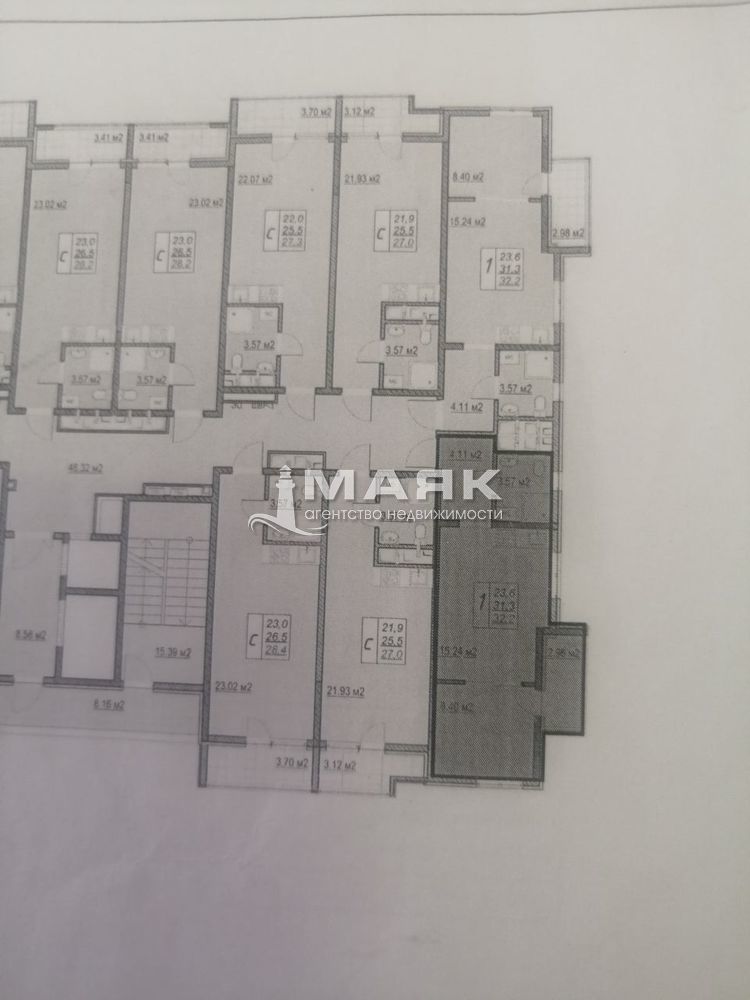 Студия 35 кв.м, 15/16