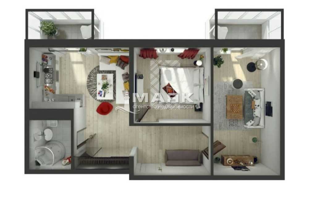 2-к. квартира 63.4 кв.м, 5/8