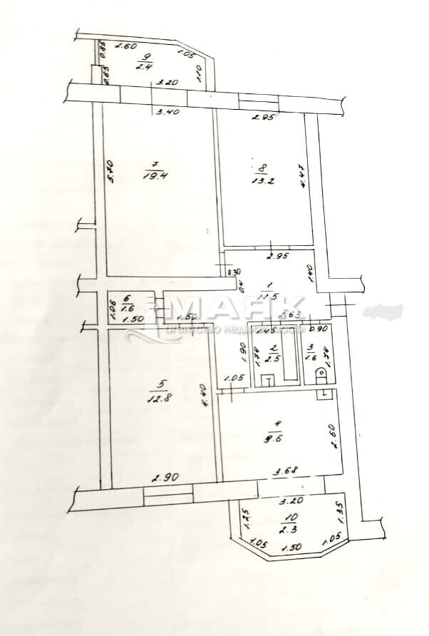 3-к. квартира 75.5 кв.м, 3/5