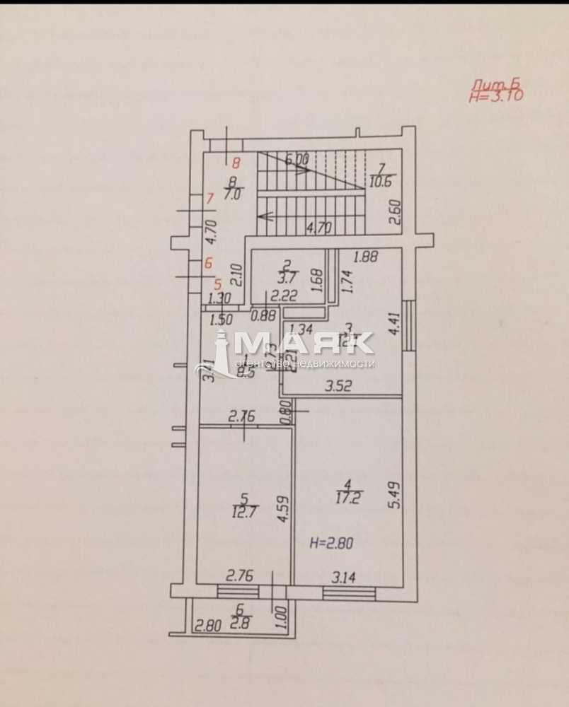 2-к. квартира 54.2 кв.м, 2/3