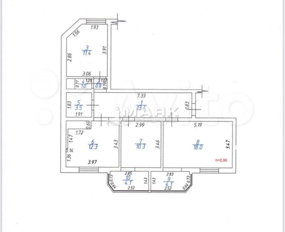 3-к. квартира 81.3 кв.м, 14/16