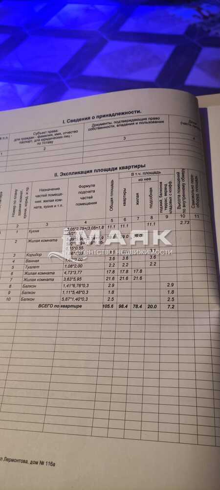 3-к. квартира 106 кв.м, 5/5