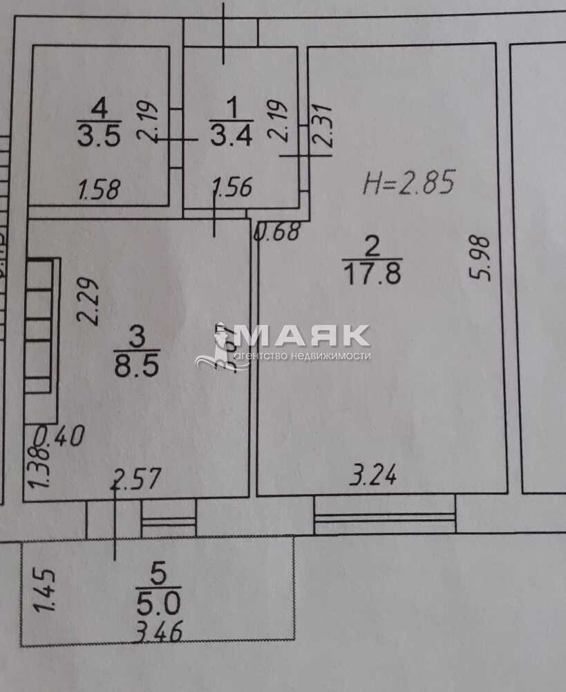 1-к. квартира 38.2 кв.м, 7/7